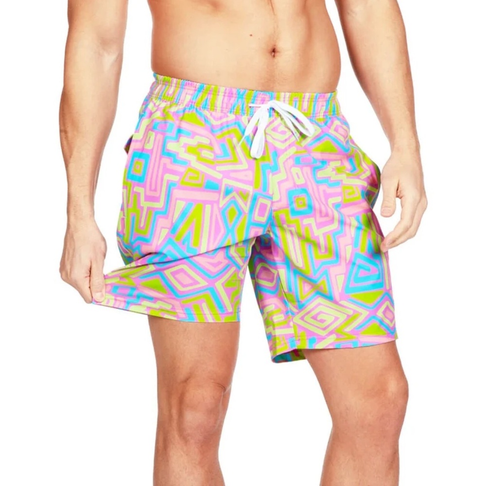 Tipsy Elves Colorful Geometric Swim Trunks